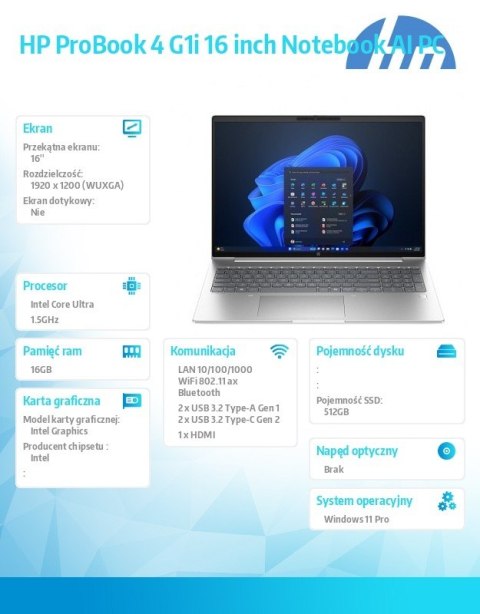 Notebook ProBook 4 G1i U5-225U 512GB/16GB/W11P/16.0 C51G4ET
