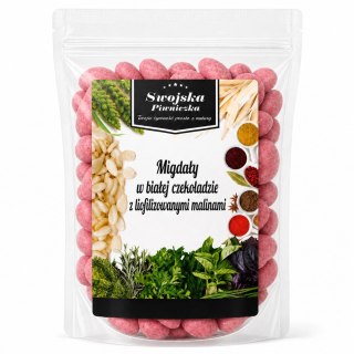 MIGDAŁY W BIAŁEJ CZEKOLADZIE Z MALINAMI 200g SWOJSKA PIWNICZKA